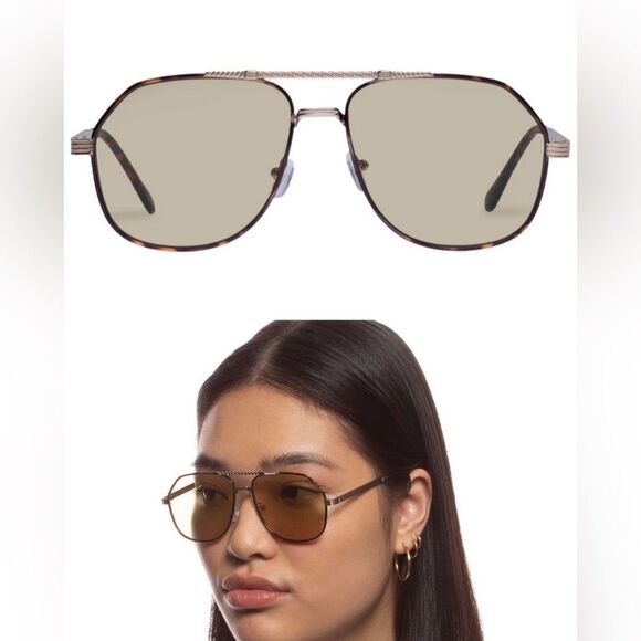 NWT Aire Cosmos - Bright Gold Khaki Tint Sunglasses